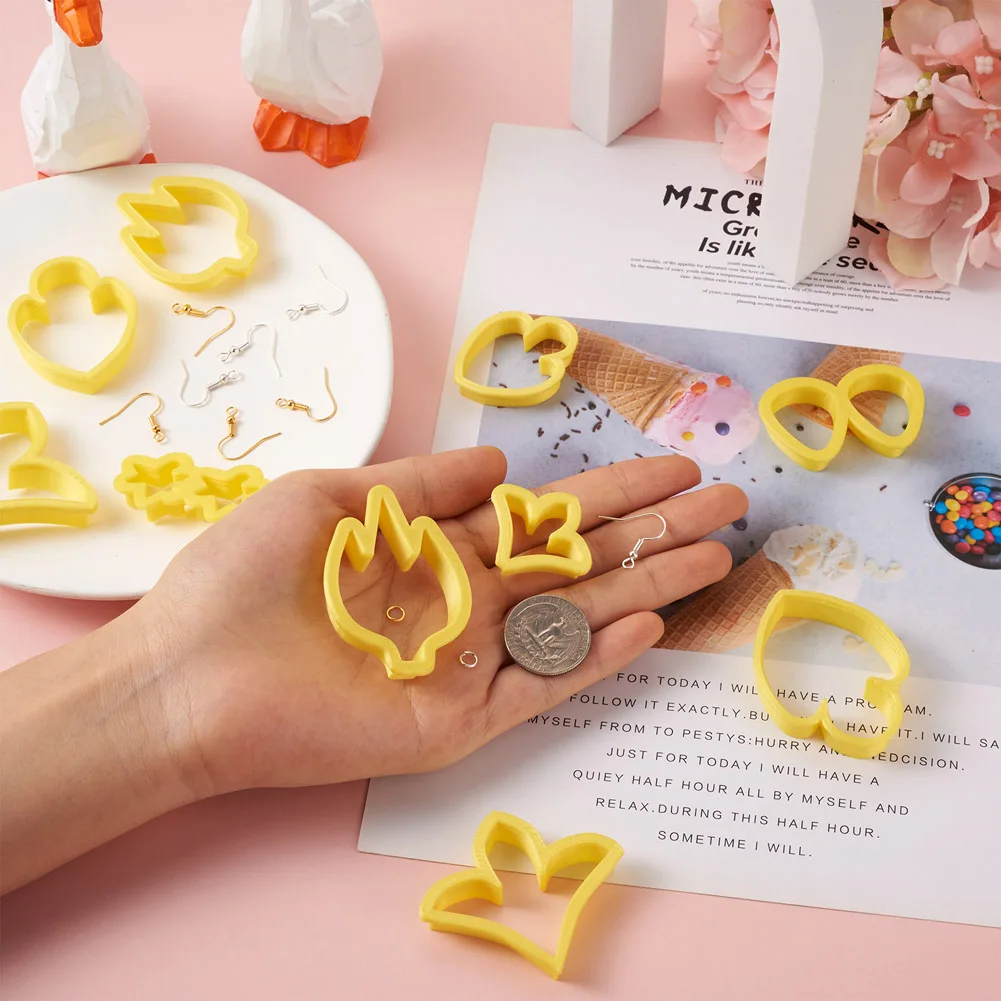 Kissitty Yellow Plastic Cutting Dies Set Earring Making With Earring Hooks Jump Rings for Necklaces Bracelets Earrings Gift