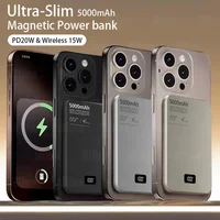 Ultra Thin Power Bank for MagSafe,Magnetic Wireless Portable Battery PD20W Fast Charger LED Display For iPhone Samsung Mini 1