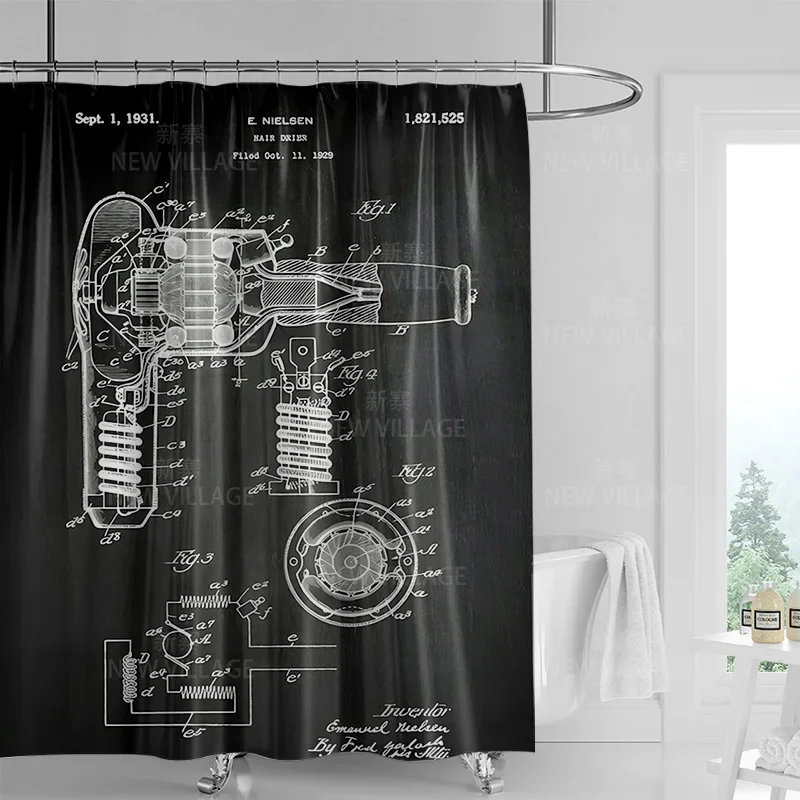 Abstract geometric graffiti shower curtain Nordic minimal wind waterproof fabric bathroom curtain shower curtain 180x200 4