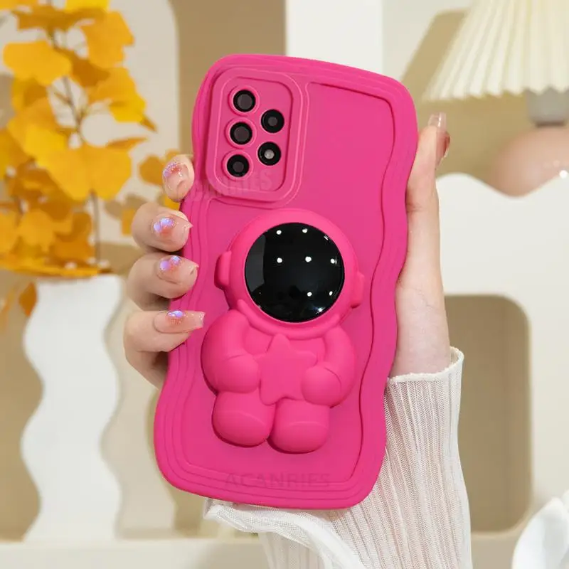 thumbnail image 1 of A 53 52 23 Astronaut Holder Wavy Silicone Case For Samsung Galaxy A52 A53 A33 A23 A13 A73 A72 A32 4g 5g Stand Cover A54 A34 A14, 1 of 4