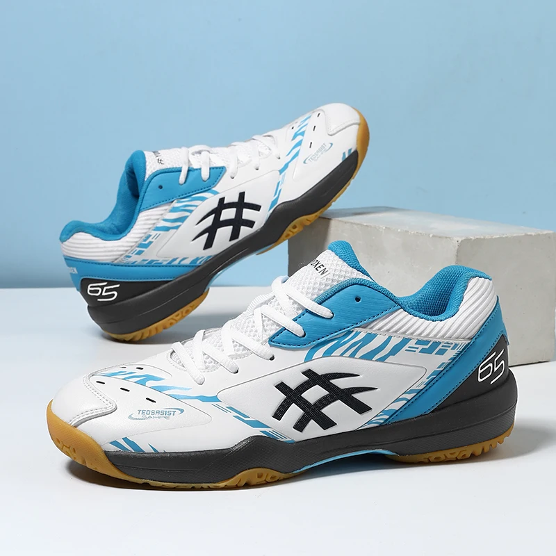 남녀 공용 미끄럼 방지 배드민턴 스포츠 신발, 실내 야외 남자 배구 신발, 흰색 여자 운동 탁구 훈련 신발, 1603 