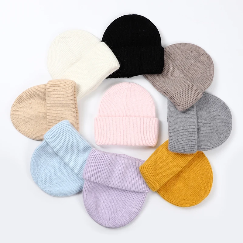 Women's Fashionable Real Rabbit Fur Winter Beanie - Warm and Stylish Solid Hat