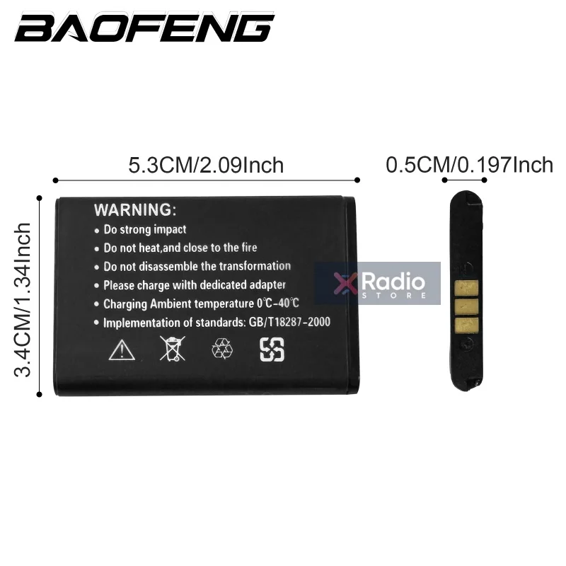 BF-T1 Mini New/Old Walkie Talkie Battery 3.7V 1500mAh Rechargerable Li-ion Blue