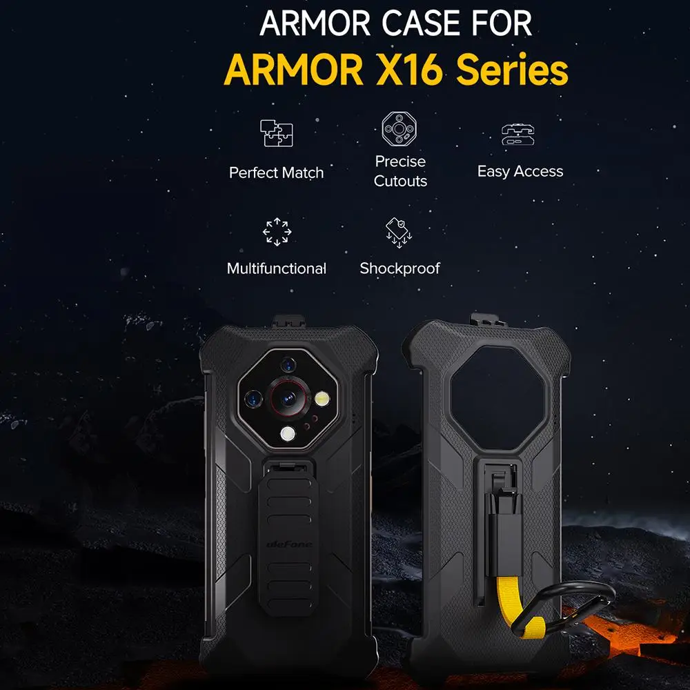 For Ulefone Armor X16 / X16 Pro Back Clip Phone Case with Carabiner TPU + PC Case Protective Cover