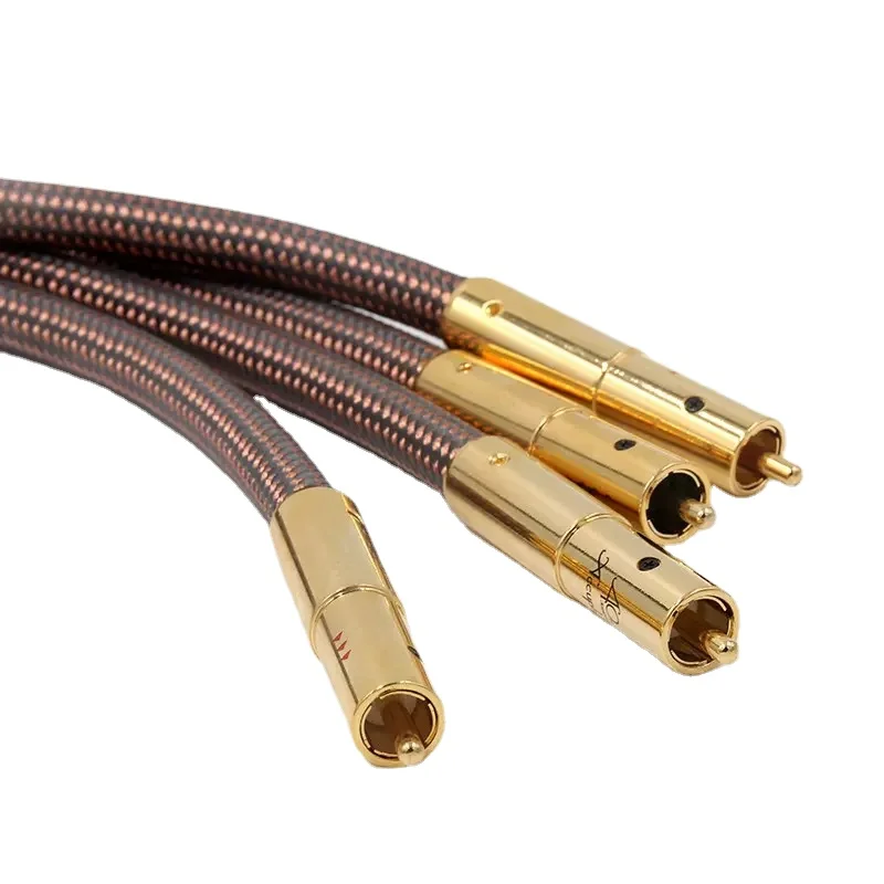 Coppia Cavo Rca Accuphase Rame Puro Hifi Audio Interconnect Line Spina Placcata Oro 24K