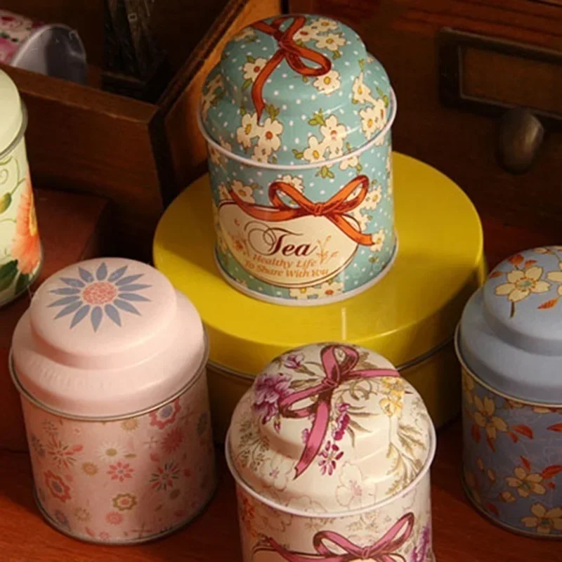 Tea Tin Box Vintage Palace Iron Storage Can Candy Cosmetics Storage Box Metal Can Tea Coffee Sugar Jars Gift Organizer