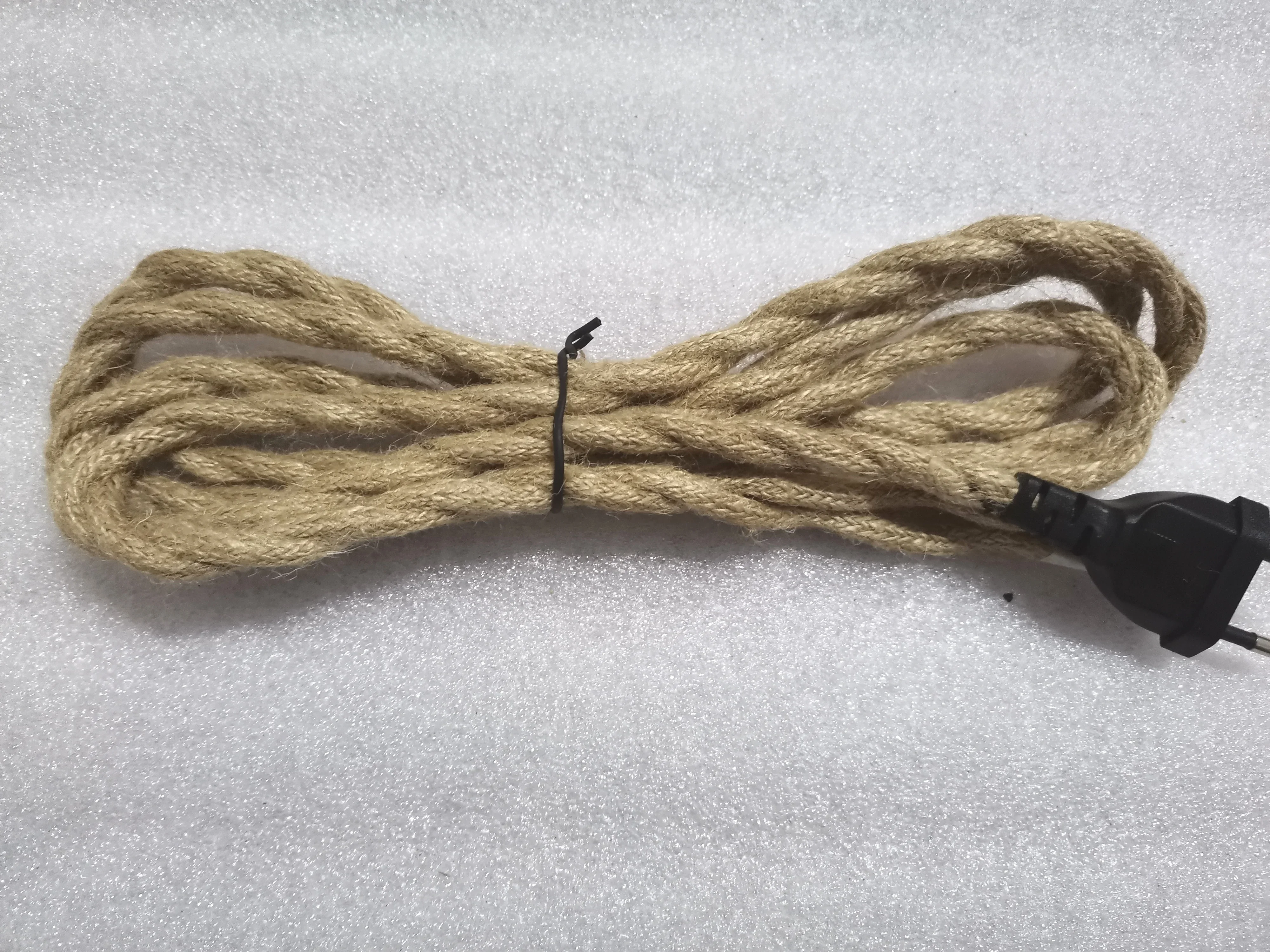 Vintage Hemp Cord Power Cable with On/Off Switch for Retro Pendant Lighting Decor (2-3 Meters, EU Plug)