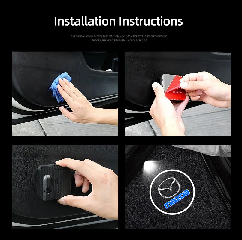 마쓰다 3 6 2 5 CX5 CX3 아텐자 MX5 CX7 악셀라 CX30 CX90 CX60 CX50 MX30 CX9용 LED HD 자동차 도어 로고 웰컴 라이트 프로젝터 램프