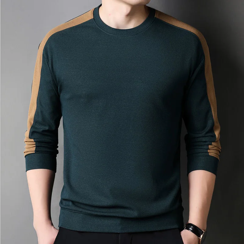 Fashion O-Neck Spliced Loose Korean Sweatshirt Men's Clothing 2023 Autumn New Casual Tops Long Sleeve All-match Sweatshirts