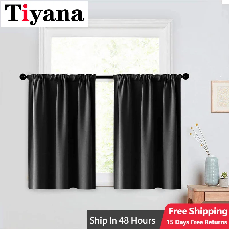 Black Curtain Panels For Bedroomthermal Insulated Grommet Top Short