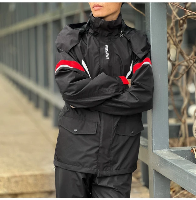 Giacca Antipioggia Uomo Impermeabile E Traspirante Per Moto, Ciclismo E Outdoor, Con Cappuccio Rimovibile E Strisce Riflettenti