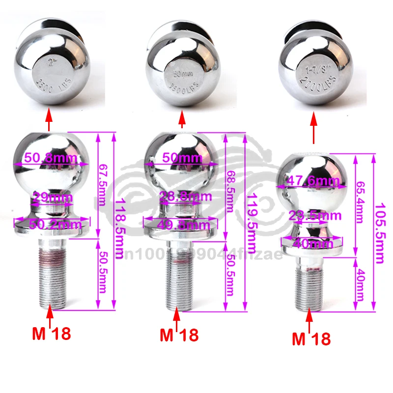 48mm/50mm/2 inch Universal Tow Ball Durable Trailer Parts Connector Coupling Bumper Hitch Pin Tow Ball Connector for Trailer