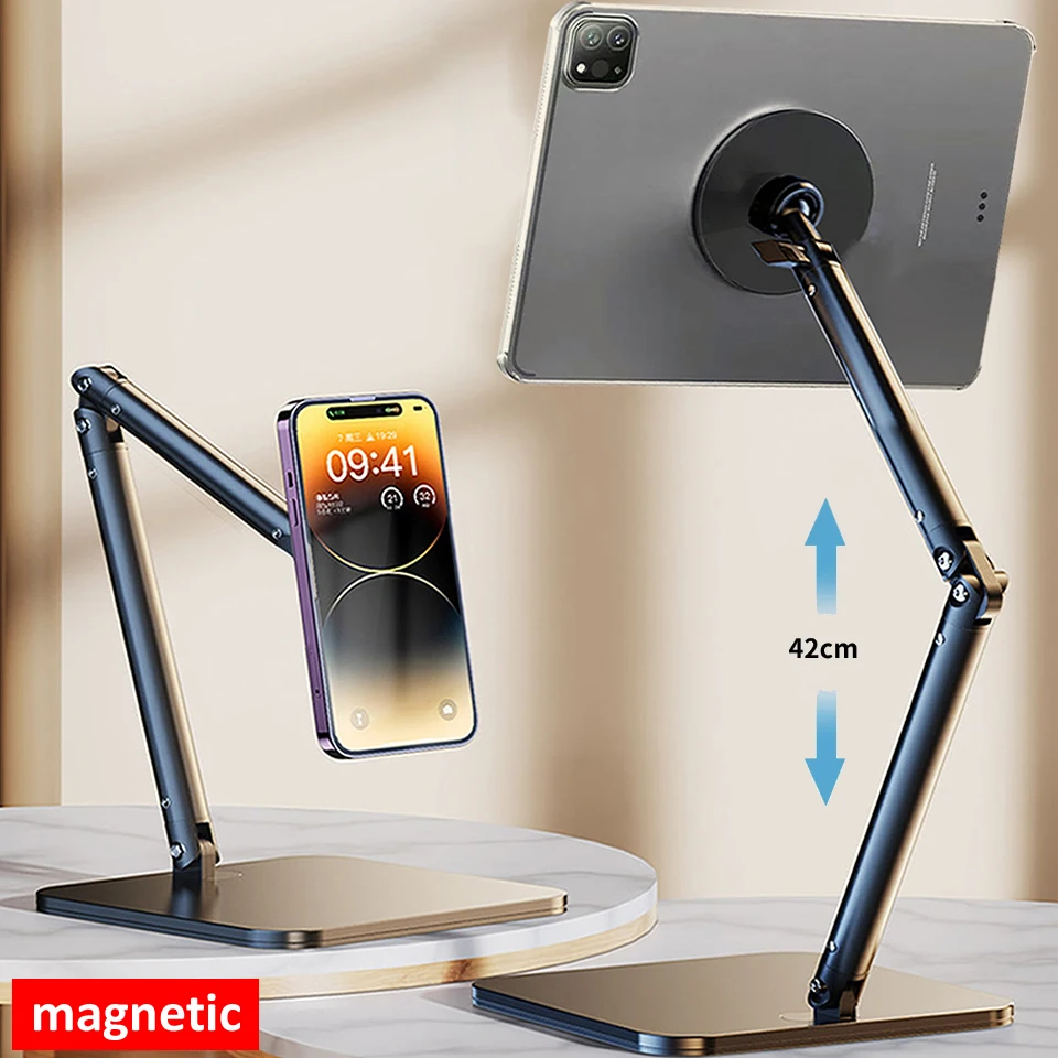 Liga de Alumínio Portátil Dobrável Celular Tablet Desktop Suporte Magnético Suporte para Ipad Air Pro Xiaomi Redmi Huawei