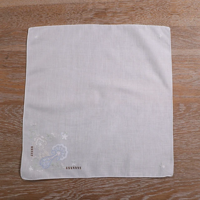 S027 Fehér 12 Darab 100% Pamut “X12” Rajzolt Szálmű Kézi Hímzett Kézzel Készített Szélek Esküvői Zsebkendő Nők Hanky - Image 2
