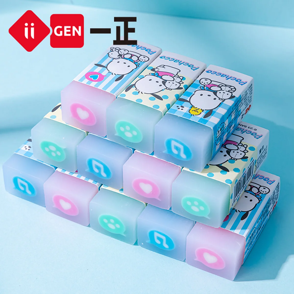 Sanrio Pochacco Cute Erasers fo Fun Desk Pencil Sketch Painting Tool Students School Supplies Prize Gifts Party Favors 3pcs/set