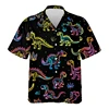 Cartoon Dinosaur 3D Printed Shirts For Men Clothes Cute Design Lapel Blouse Hip Hop Boy Streetwear Harajuku Surfing Short Sleeve 1