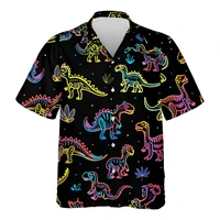 Cartoon Dinosaur 3D Printed Shirts For Men Clothes Cute Design Lapel Blouse Hip Hop Boy Streetwear Harajuku Surfing Short Sleeve 1