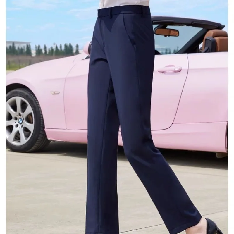 Spring and Autumn Women's Pockets Zipper the Middle Patchwork Slim Solid Color Fashion Casual Elegant Commuter Straight Pants