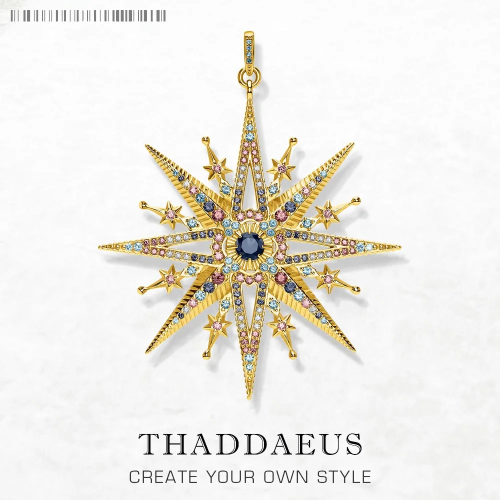 Pendant Necklace Royalty Star Golden Spring Jewelry Vintage 925 Sterling Silver Accessorie Handcrafted Gift for Women Men pendant necklace silver pendant