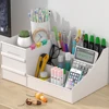 1pc White New Drawer Makeup Storage Box Dormitory Finishing Plastic Shelf Cosmetics Skin Care Dressing Table Desktop 6