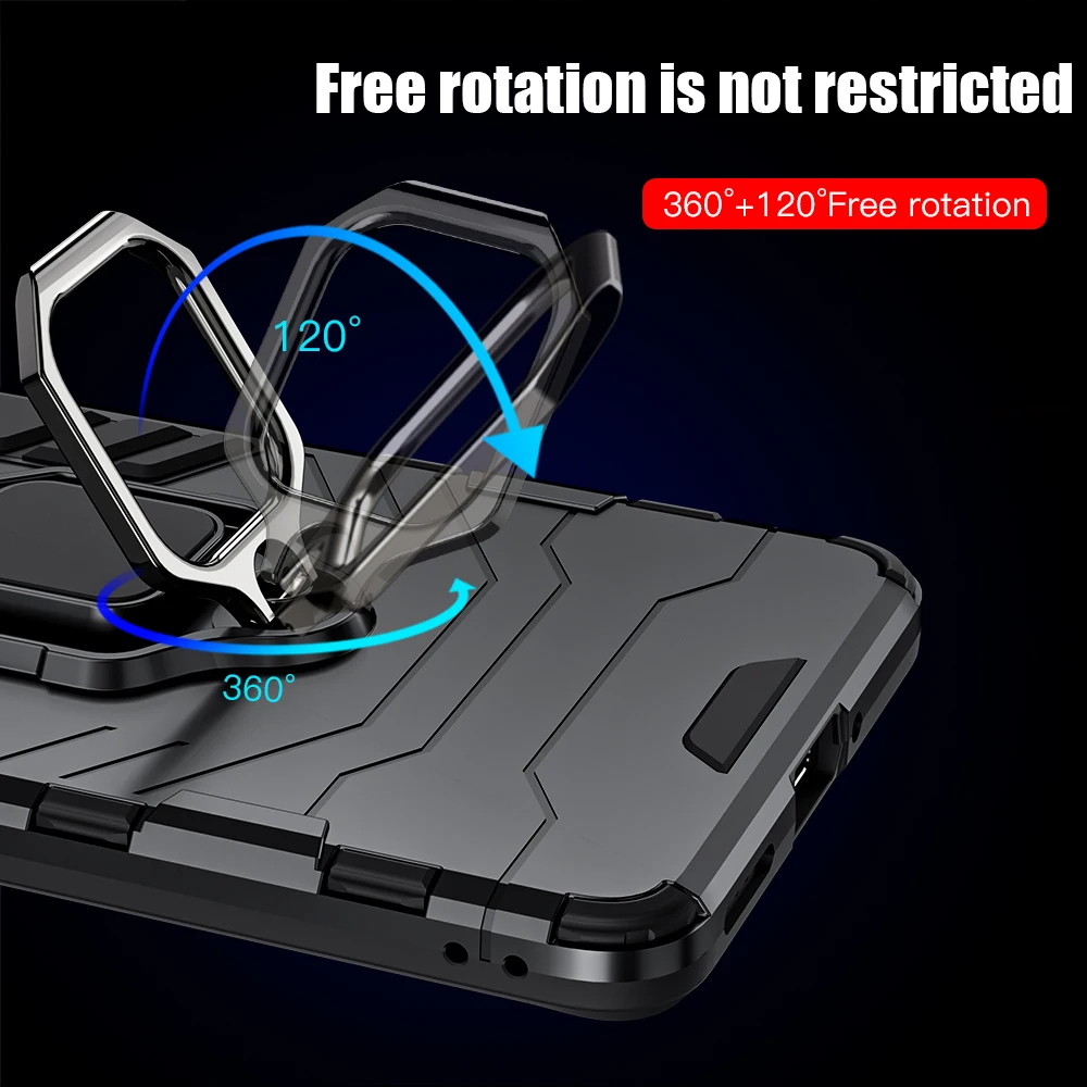 Rugged Shockproof Armor Case with Soft Silicone & Metal Ring Stand