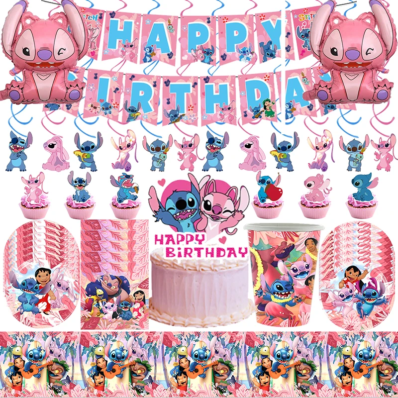 Lilo and Stitch,angel Birthday Decoration,balloons,birthday  Party,toddler,girl and Boy,bouquet Balloons Set,tableware 