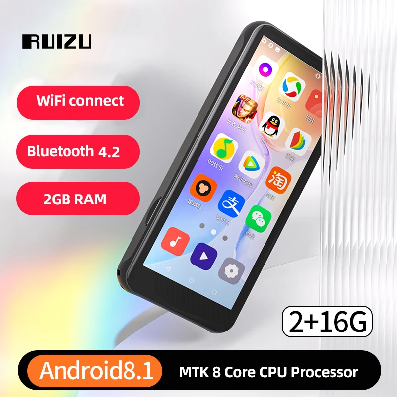 

RUIZU Z80 Android WiFi MP3 MP4 Player With Bluetooth 4.2 Full Touch Screen 16GB HiFi Sound Music Player Support APP Download