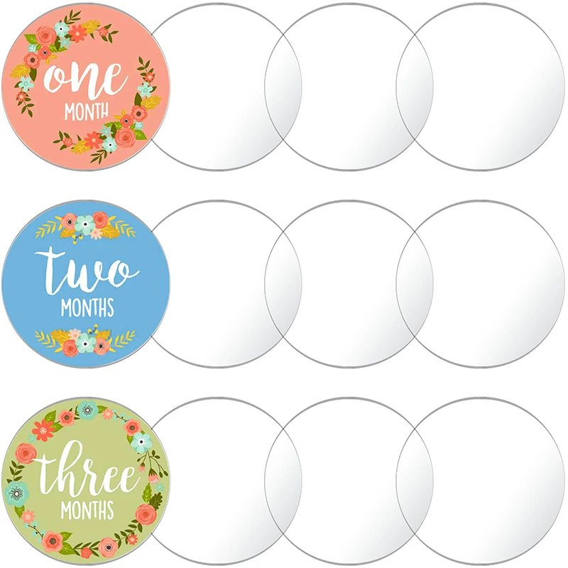 4 inch Round Clear Acrylic Sheet Transparent Plastic Blank Disc Circle Sign Panel for Valentines St.Patrick's Day Easter 12 Pcs
