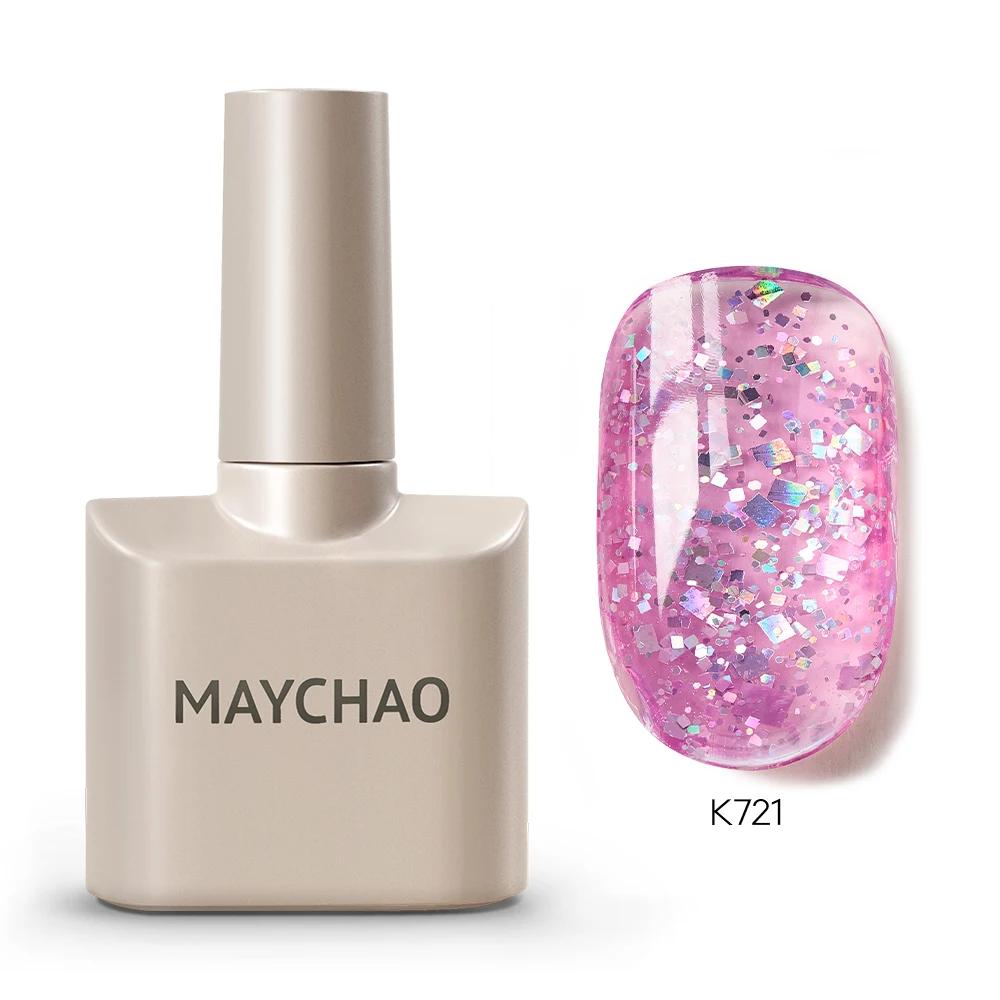 MAYCHAO Cherry Red Glossy Gel Nail Polish – 12ml Semi-Permanent Soak Off UV LED Frosted Finish