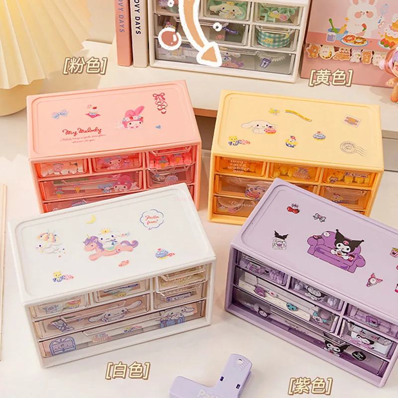 

Sanrio Cartoon Stickers Nine Palace Grid Storage Items Dormitory Desktop Drawer Storage Stationery Sorting Storage Boxs Supplies