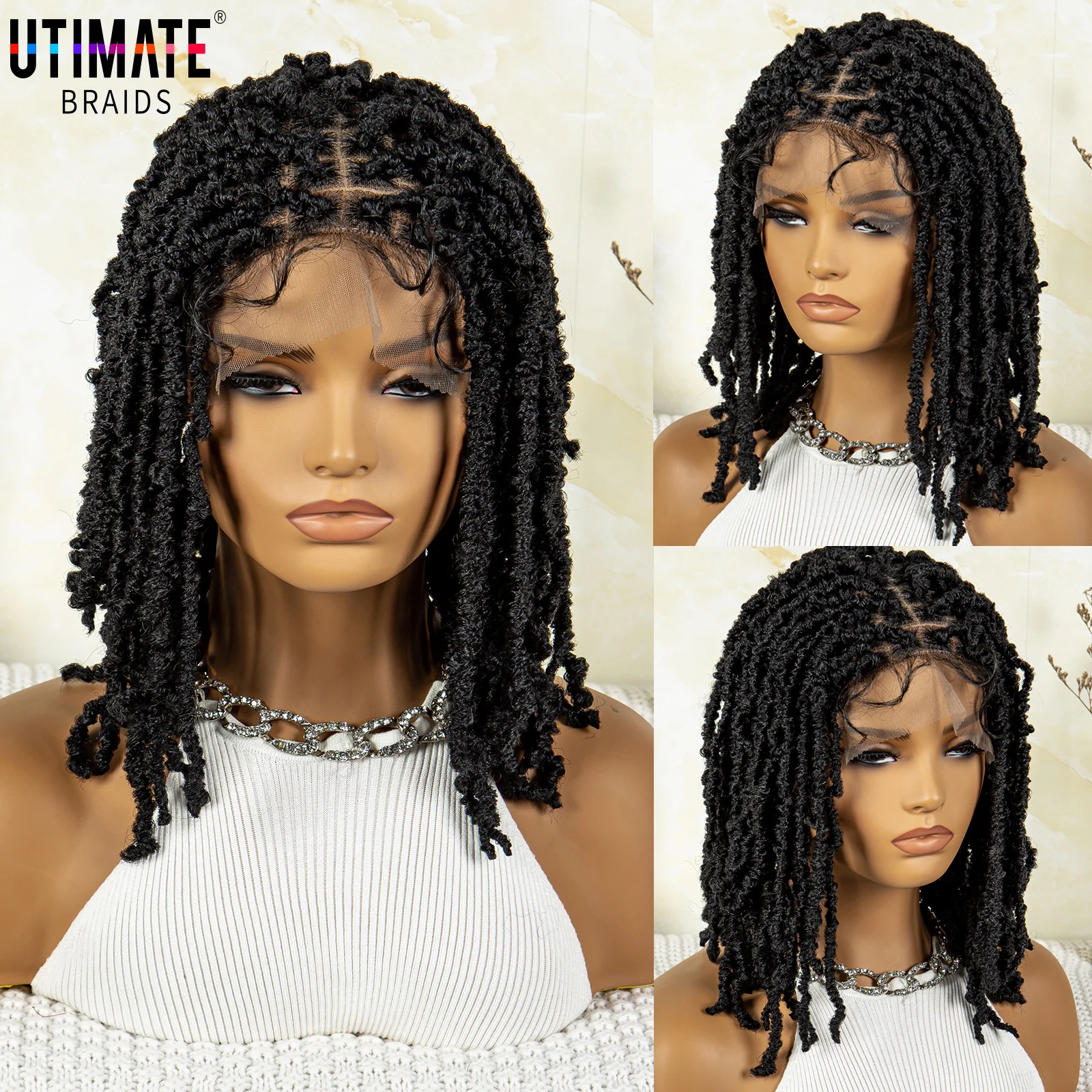

Lace Front Synthetic Braid Wigs Dreadlock Wigs for Black Women Short Curly Big Afro Braid Wigs Faux Locs Braiding Synthetic Wigs