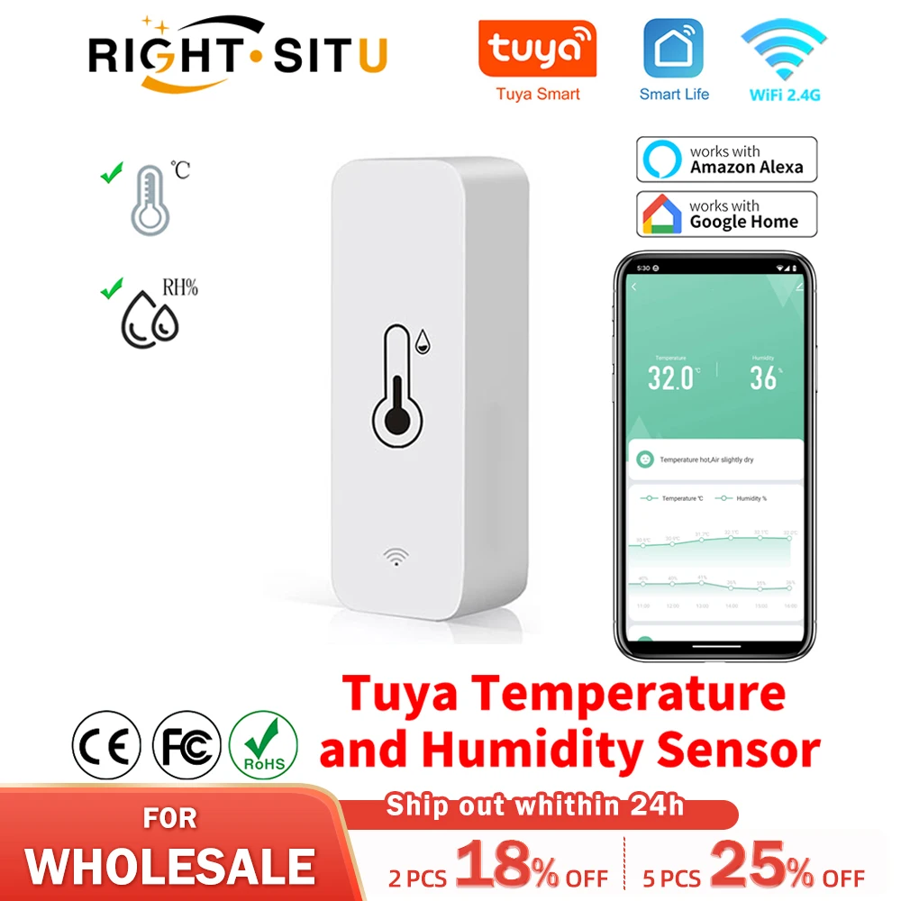 TuyaWiFiTemperatureHumiditySensorSmartLifeRemoteMonitorFor