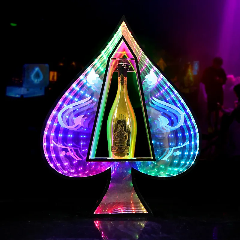 

New LED Luminous Ace of Spades Glowing Glorifier Display VIP Service Tray Wine Bottle Presenter For Night Club Lounge Bar