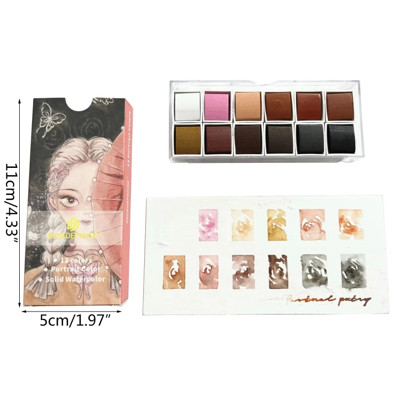 Artist Watercolor Paints Solid 12 Skin Color for Professionals Beginner Painter - 6