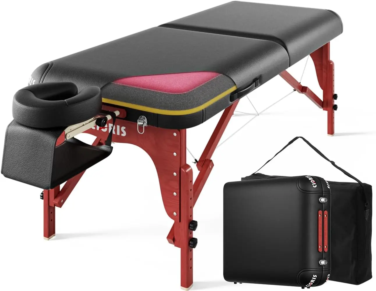 

CLORIS 84" Luxury Massage Table Portable 2 Folding Lightweight Facial Salon Spa Tattoo Bed Height Adjustable with Carrying Bag &