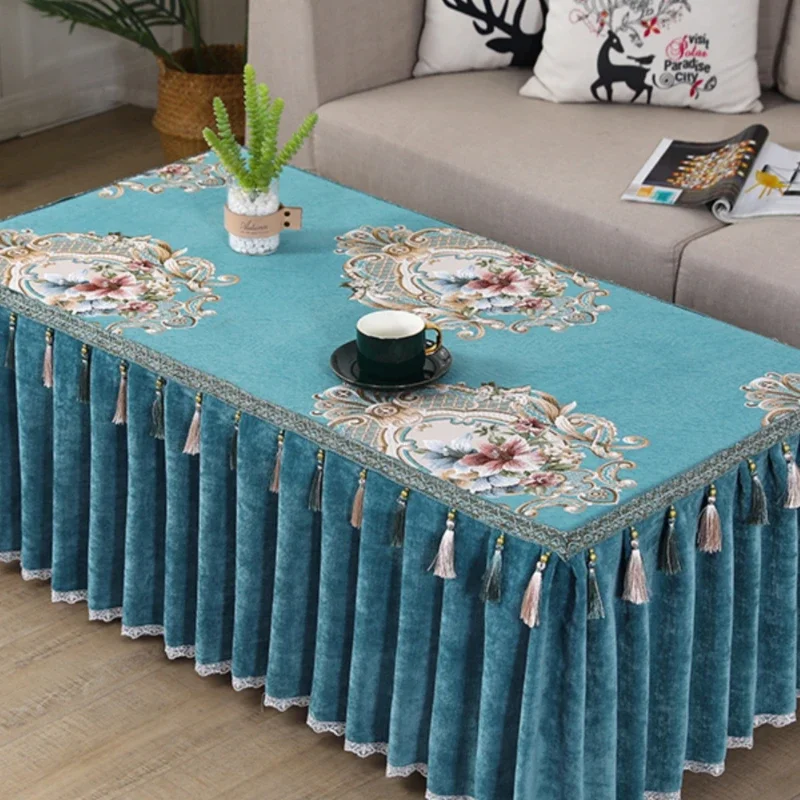 

Modern Minimalist TV Cabinet Tablecloth Hanging Ear Fashion Living Room Cover European Style Fabric Lace Coffee Table Fabric