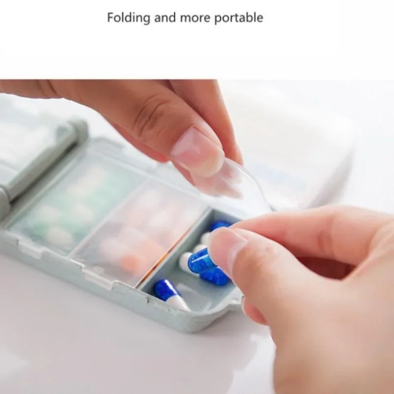 Compact 8-Grid Travel Pill Organizer for Convenient Medication Storage