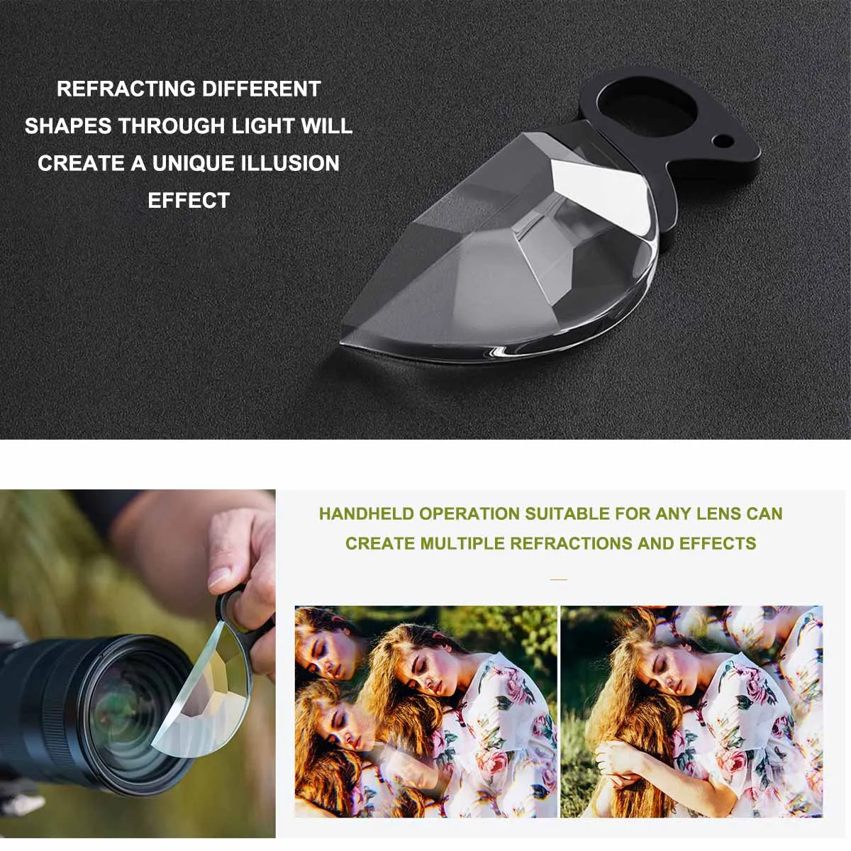 휴대용 반분할 팔면체 프리즘 79mm/150mm 반원형 유리 프리즘 렌즈는 테마 수를 변경할 수 있습니다.