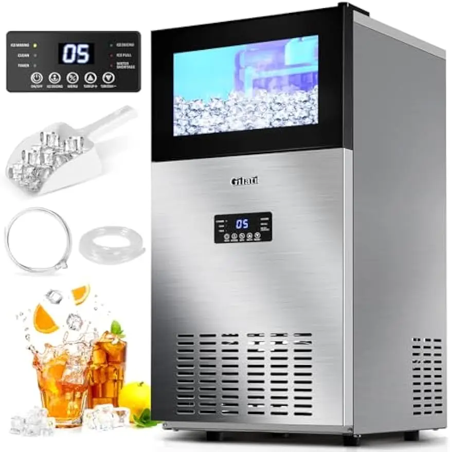 

Upgraded Commercial Ice Maker Machine 130LBS/24H with 35LBS Storage Bin,15Inch Wide Ready in 11-20 Mins Under Counter/