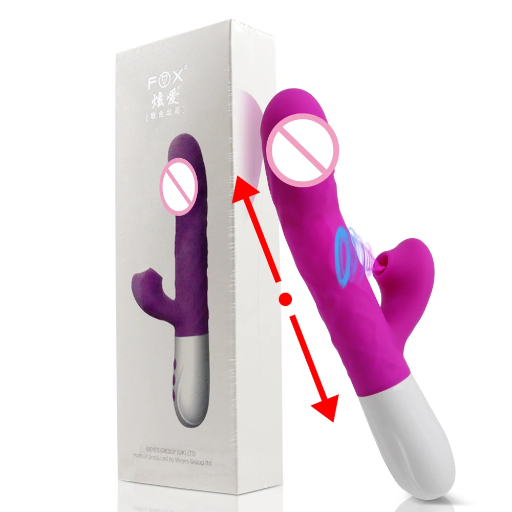 4 IN 1 Stoß-Saug-Kaninchen-Vibrator, Sexspielzeug für Frauen, Heizung, Teleskop, 360° °   Rotierender Dildo G-Punkt-Massagegerät Analvibrator