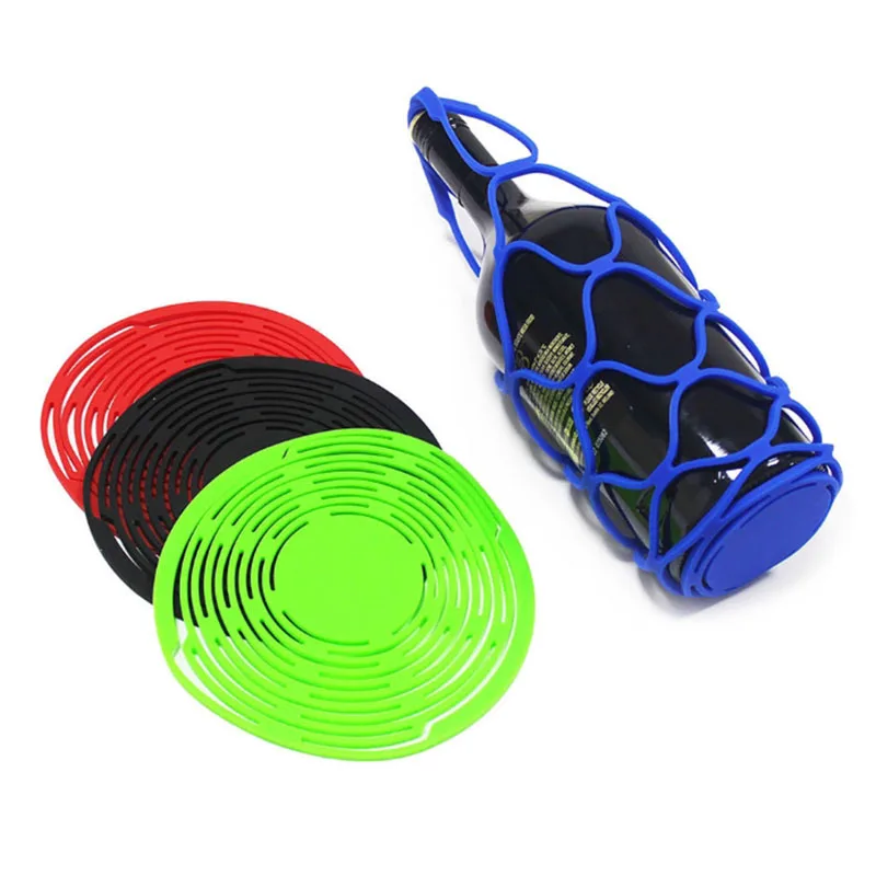 Eco-Friendly Silicone Wine Bottle Tote & Organizer Set