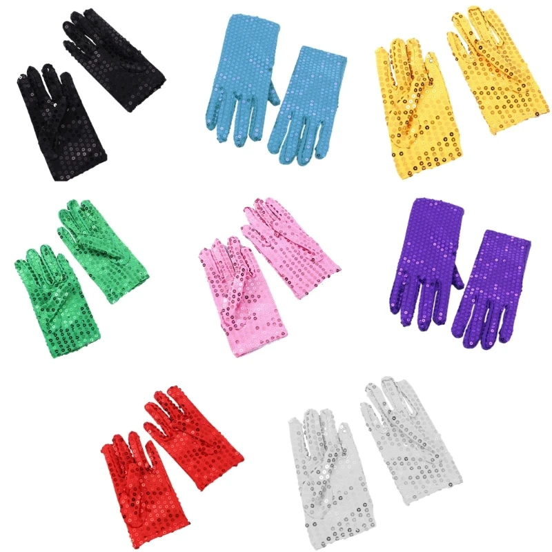 

Christmas Party Sequins Gloves Elastic Kids Etiquette Full Finger Gloves Shinning Sequins Singing Dancing Gloves