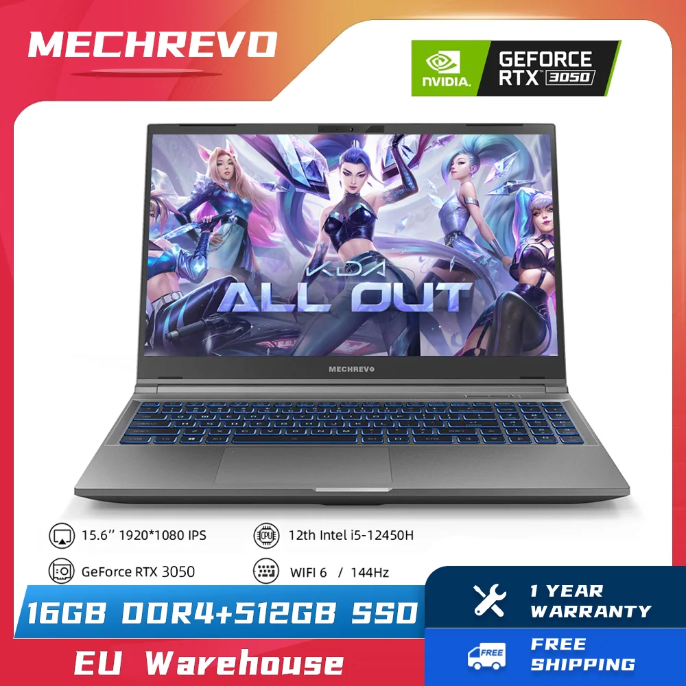 Mechrevo Aurora Z Gaming Laptop, Intel Core i512450H, RTX 3050, 15,6