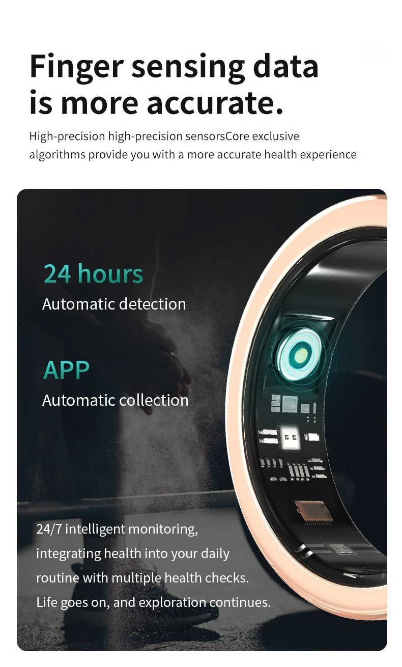 Danoz RingSmart Diamond smart ring fitness metrics daily activity sizes 10 to 14