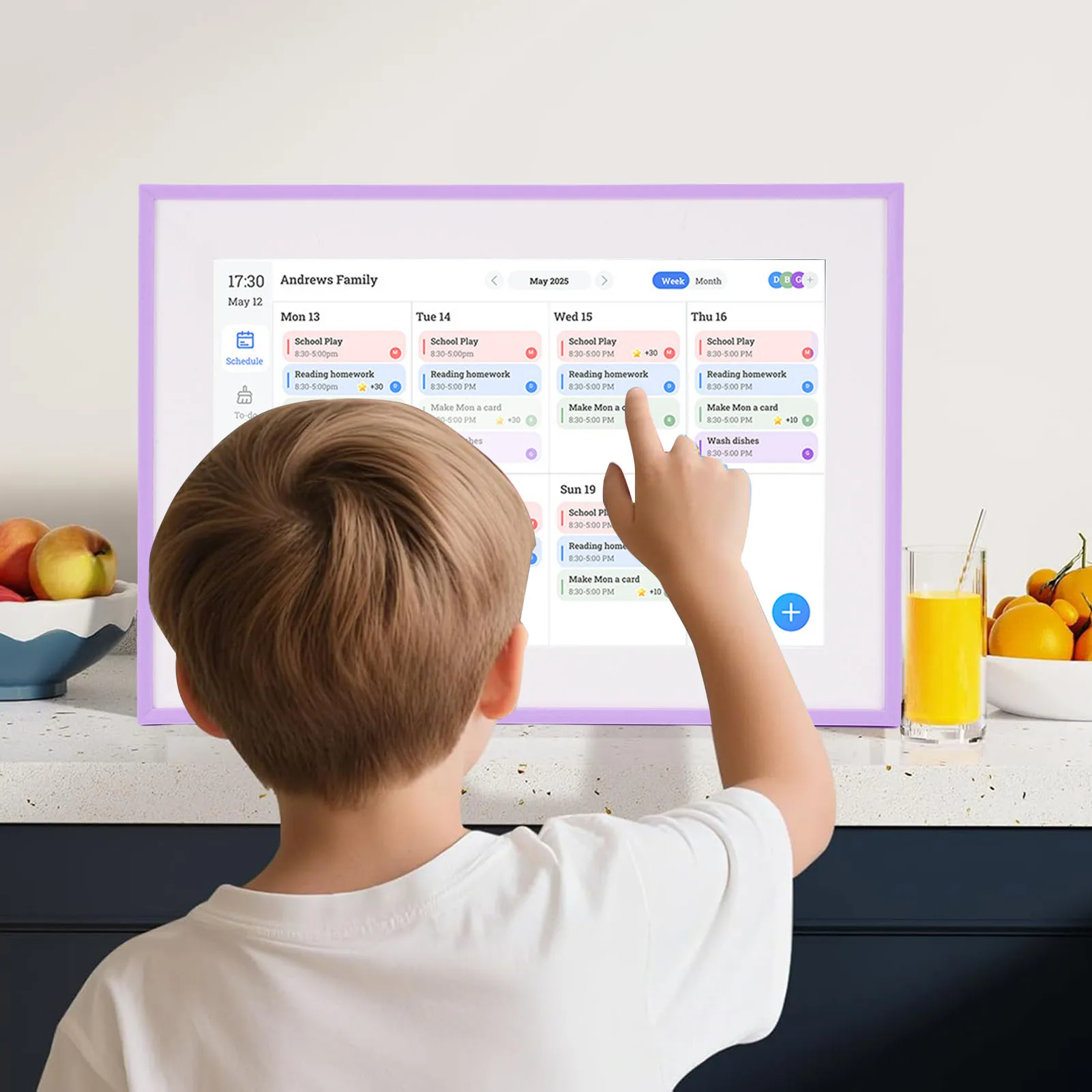 【Hot New】10.1 Inch Smart Digital Calendar LCD Touch Screen Electronic Calendar Chore Chart for Home and Office Purplish for Kids