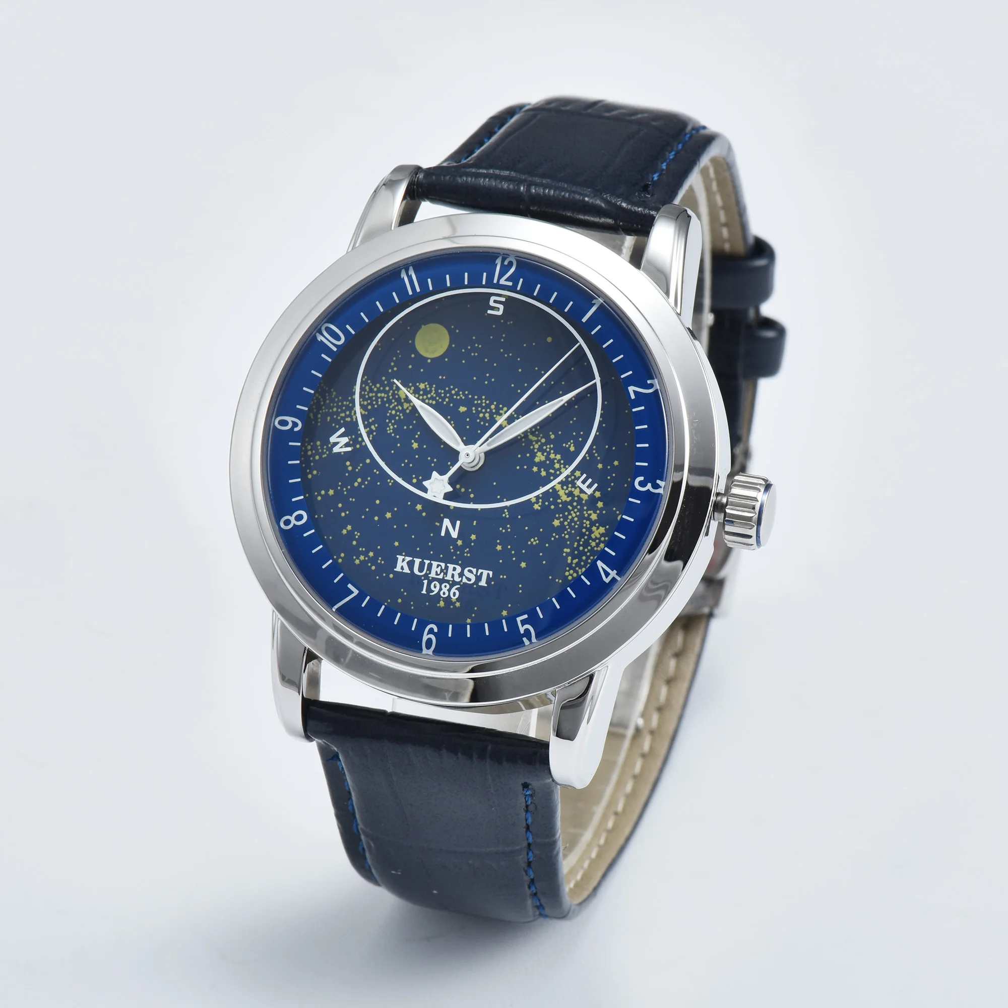 Cow Leather Band Men Watch Mechanical Women Steel Band Watch Unique Star Sky Plate Wristwatch