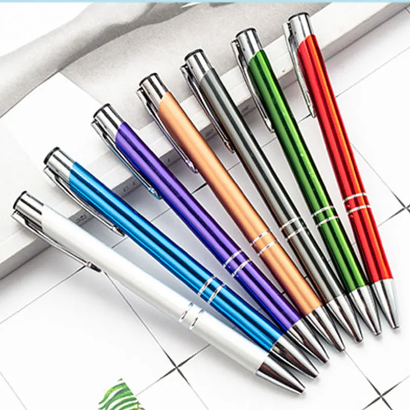 

200Pcs Metal Ballpoint Pen Press Metal Pen Student Prize Small Gift Advertising Pens Aluminum Rod Pen