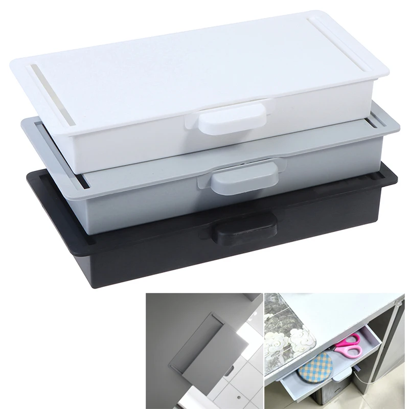 Office Under Desk Hidden Storage Box Invisible Drawer Organizer