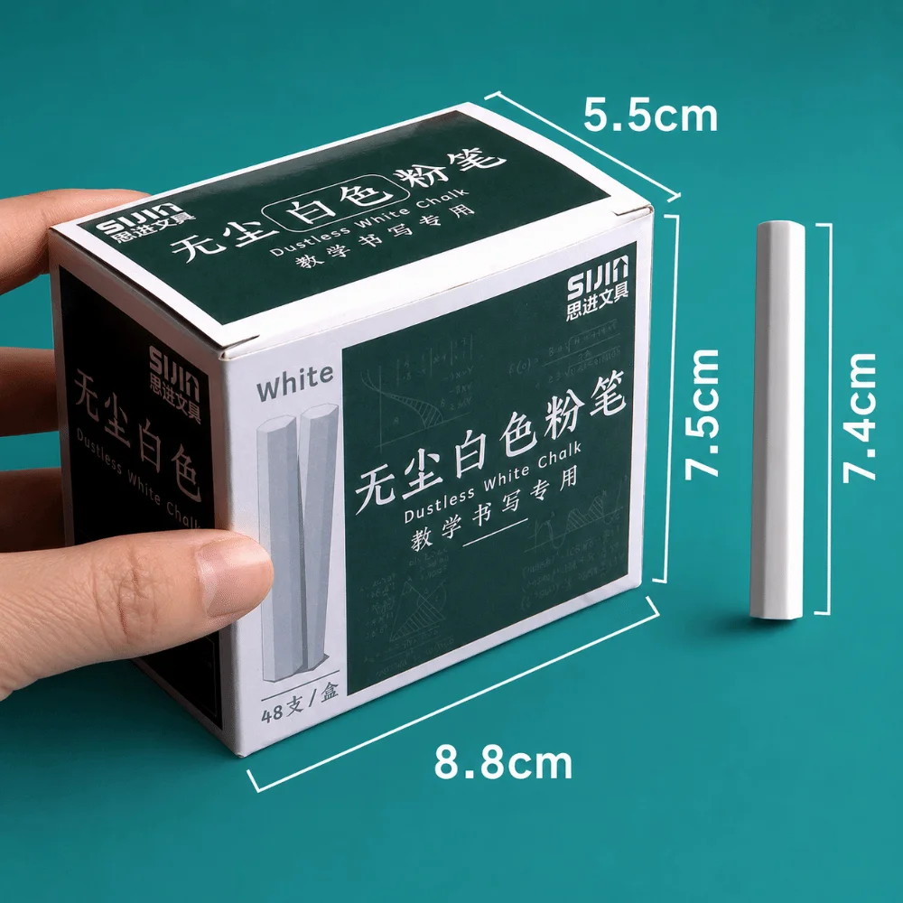 48개입/박스 내구성 있는 흰색/컬러 무분진 분필 육각/원형 무독성 안전 분필 스틱 보도용 분필 칠판 그림 그리기용