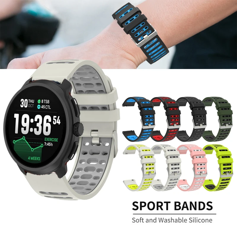 Breathable Comfort Silicone Strap Bracelet, 22mm Band